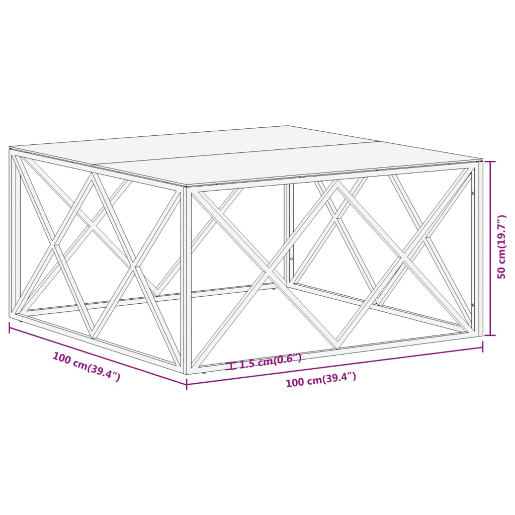 Coffee Table Stainless Steel And Tempered