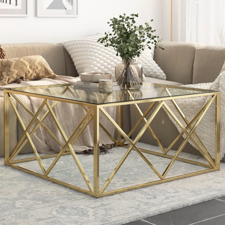 Coffee Table Stainless Steel And Tempered