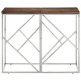 Console Table Silver Stainless Steel and Solid Wood Sleeper