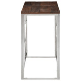 Console Table Silver Stainless Steel and Solid Wood Sleeper