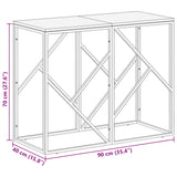 Console Table Silver Stainless Steel and Solid Wood Sleeper