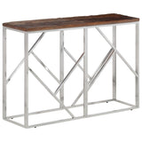 Console Table Silver Stainless Steel and Solid Wood Sleeper