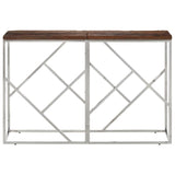 Console Table Silver Stainless Steel and Solid Wood Sleeper