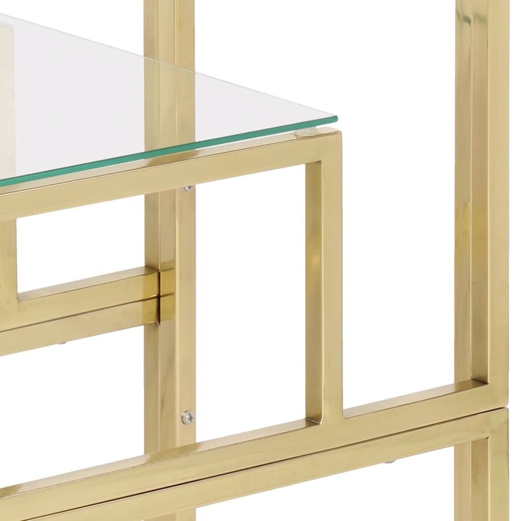Console Table Gold Stainless Steel and Tempered Glass