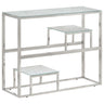Console Table Silver Stainless Steel And Solid Acacia
