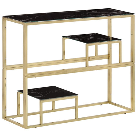 Console Table Silver Stainless Steel And Solid Acacia