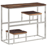 Console Table Silver Stainless Steel and Solid Wood Sleeper