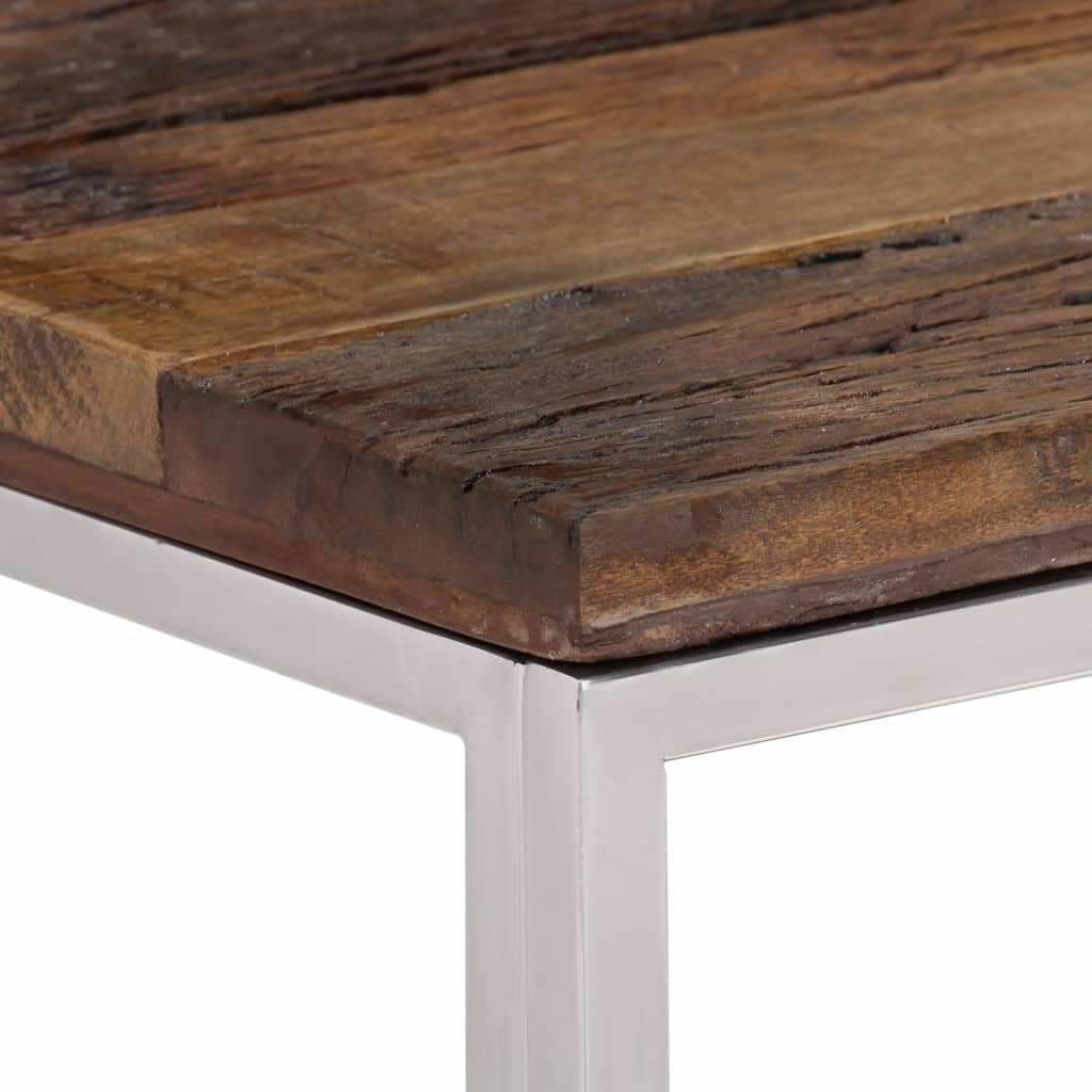 Console Table Silver Stainless Steel and Solid Wood Sleeper