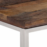 Console Table Silver Stainless Steel and Solid Wood Sleeper