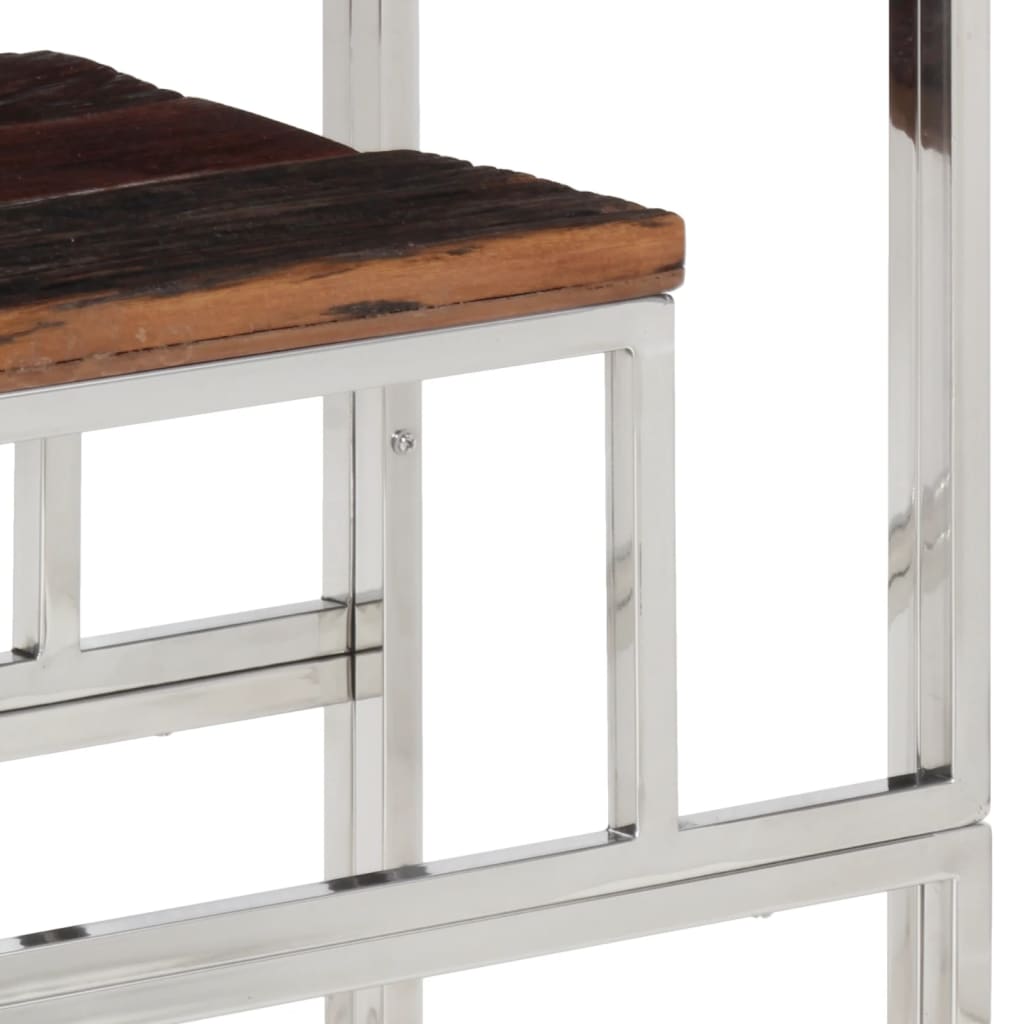 Console Table Silver Stainless Steel and Solid Wood Sleeper