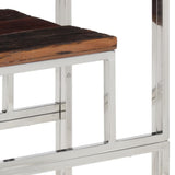 Console Table Silver Stainless Steel and Solid Wood Sleeper