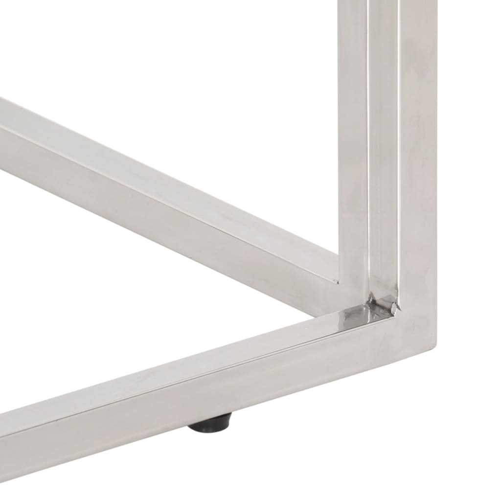 Console Table Silver Stainless Steel and Solid Wood Sleeper