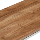 Console Table Silver Stainless Steel And Solid Acacia