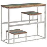 Console Table Silver Stainless Steel And Solid Acacia