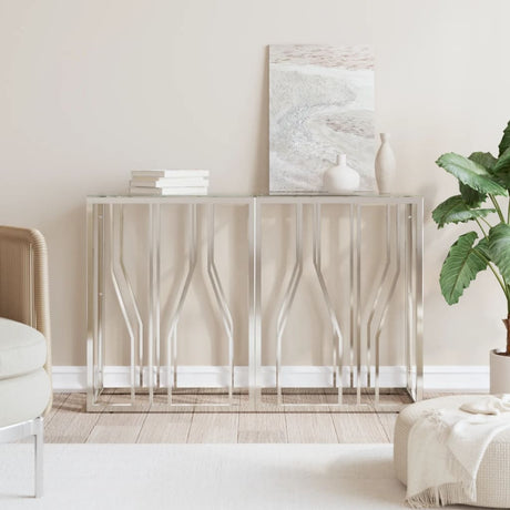 Console Table Stainless Steel And Solid Reclaimed