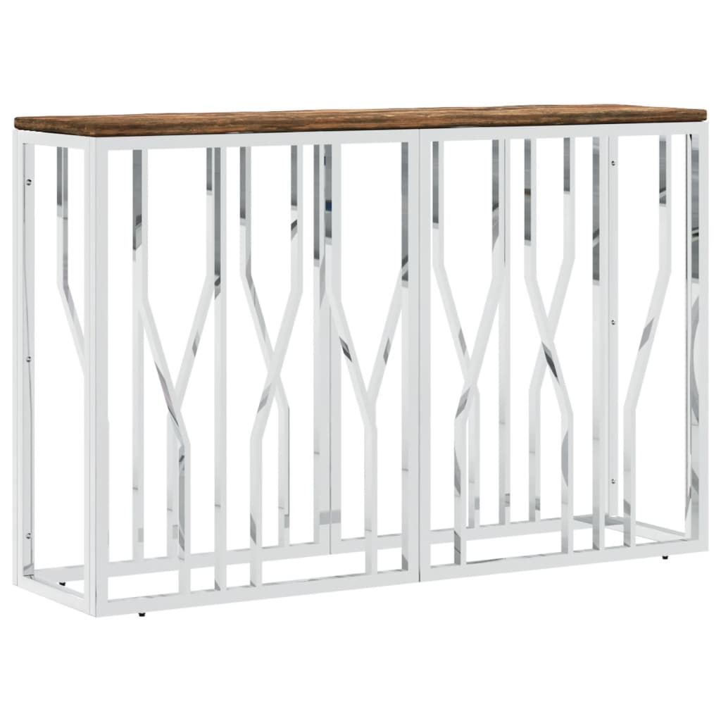 Console Table Stainless Steel And Solid Reclaimed