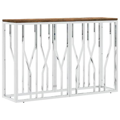 Console Table Stainless Steel And Solid Reclaimed