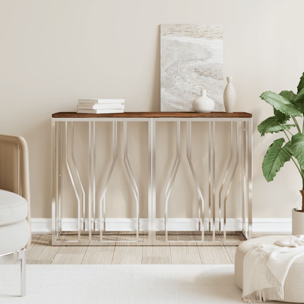 Console Table Stainless Steel And Solid Reclaimed
