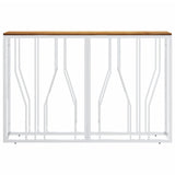 Console Table Silver Stainless Steel and Solid Wood Acacia