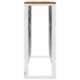 Console Table Silver Stainless Steel and Solid Wood Acacia