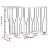 Console Table Silver Stainless Steel and Solid Wood Acacia