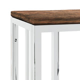 Console Table Silver Stainless Steel and Solid Wood Reclaimed