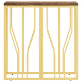 Console Table Gold Stainless Steel and Solid Wood Reclaimed