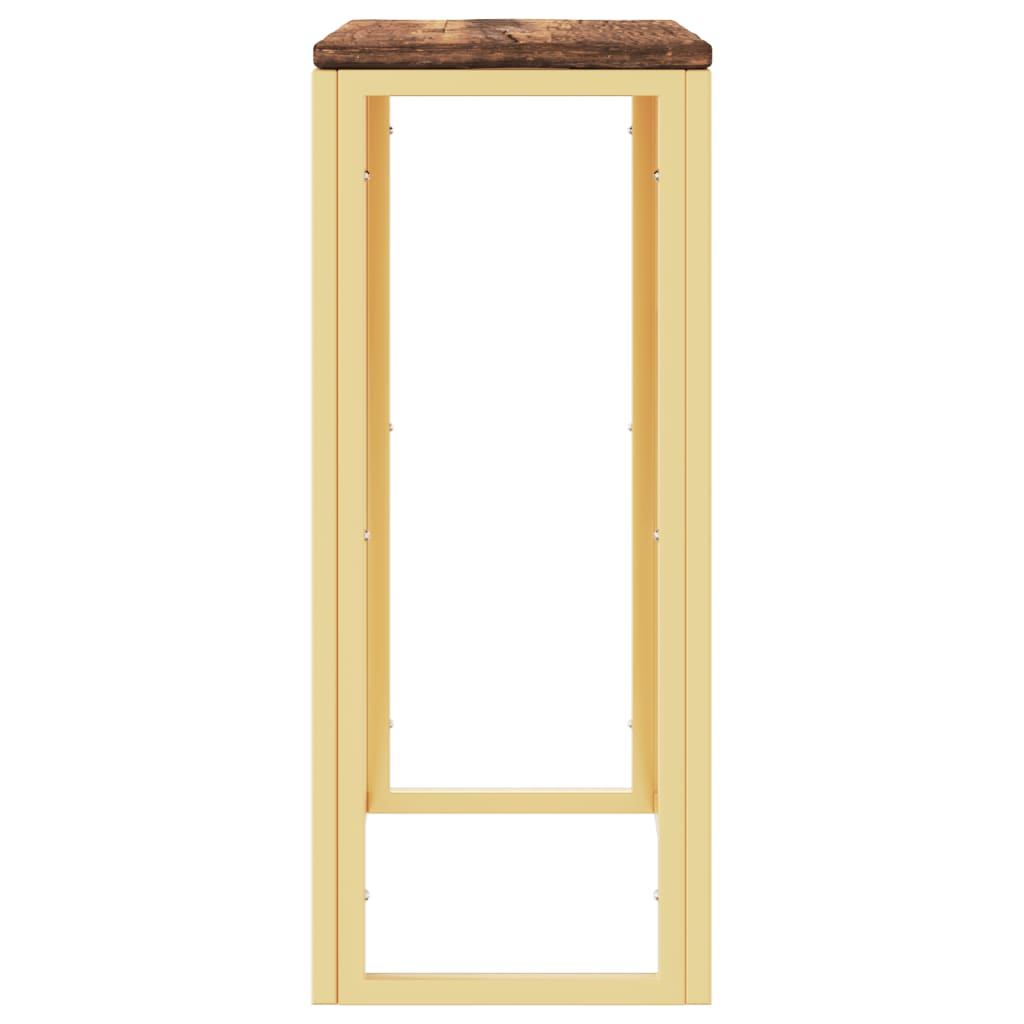 Console Table Gold Stainless Steel and Solid Wood Reclaimed
