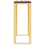 Console Table Gold Stainless Steel and Solid Wood Reclaimed