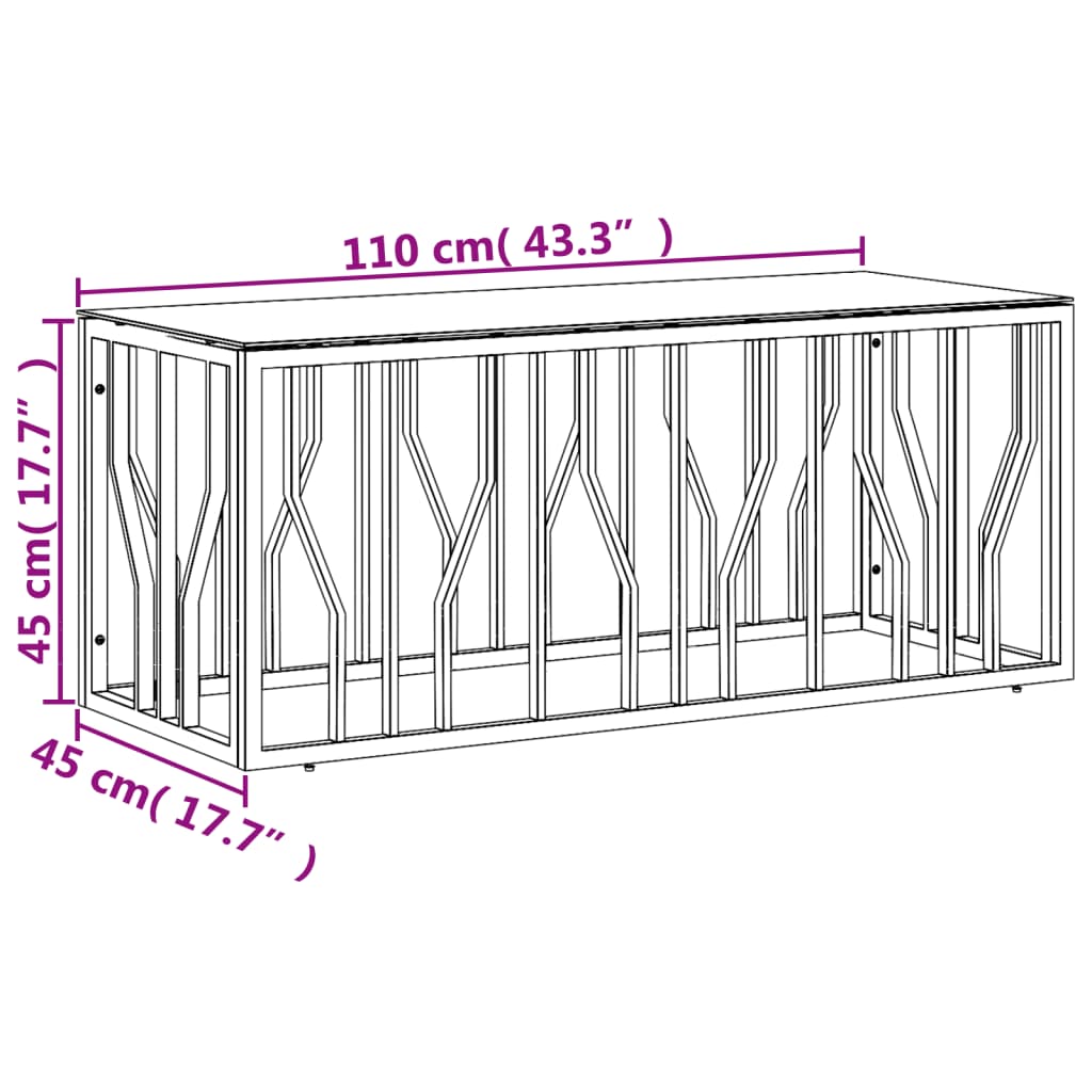 Coffee Table 110X45X45 Cm Stainless Steel And