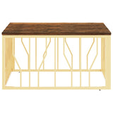 Coffee Table Gold Stainless Steel and Solid Wood Reclaimed