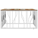 Coffee Table Silver Stainless Steel and Solid Wood Reclaimed