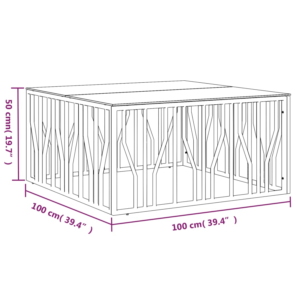 Coffee Table 100X100X50 Cm Stainless Steel And