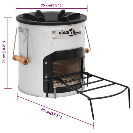 Camping Wood Stove Silver 45X25X26 Cm Steel