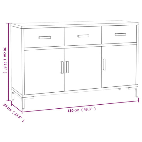 Sideboard 110X35X70 Cm Solid Pinewood