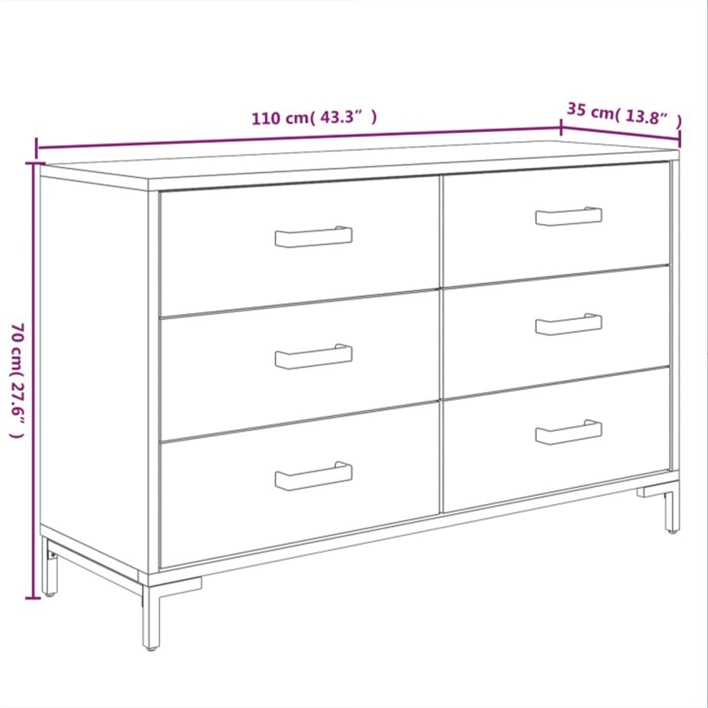 Sideboard 110X35X70 Cm Solid Pinewood