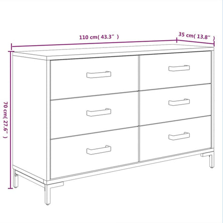 Sideboard 110X35X70 Cm Solid Pinewood