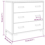 Chest Of Drawers 75X35X70 Cm Solid Pinewood