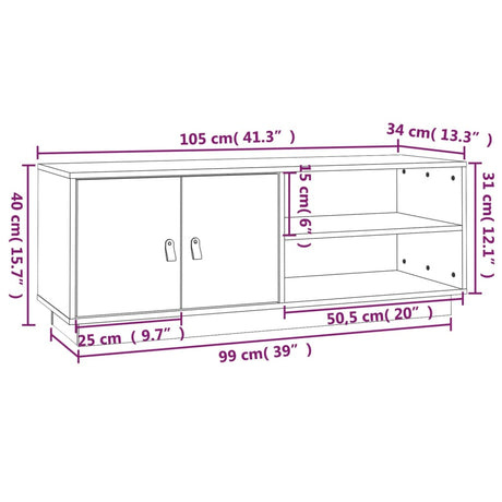 Tv Cabinet 105X34X40 Cm Solid Wood Pine