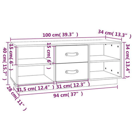 Tv Cabinet 100X34X40 Cm Solid Wood Pine