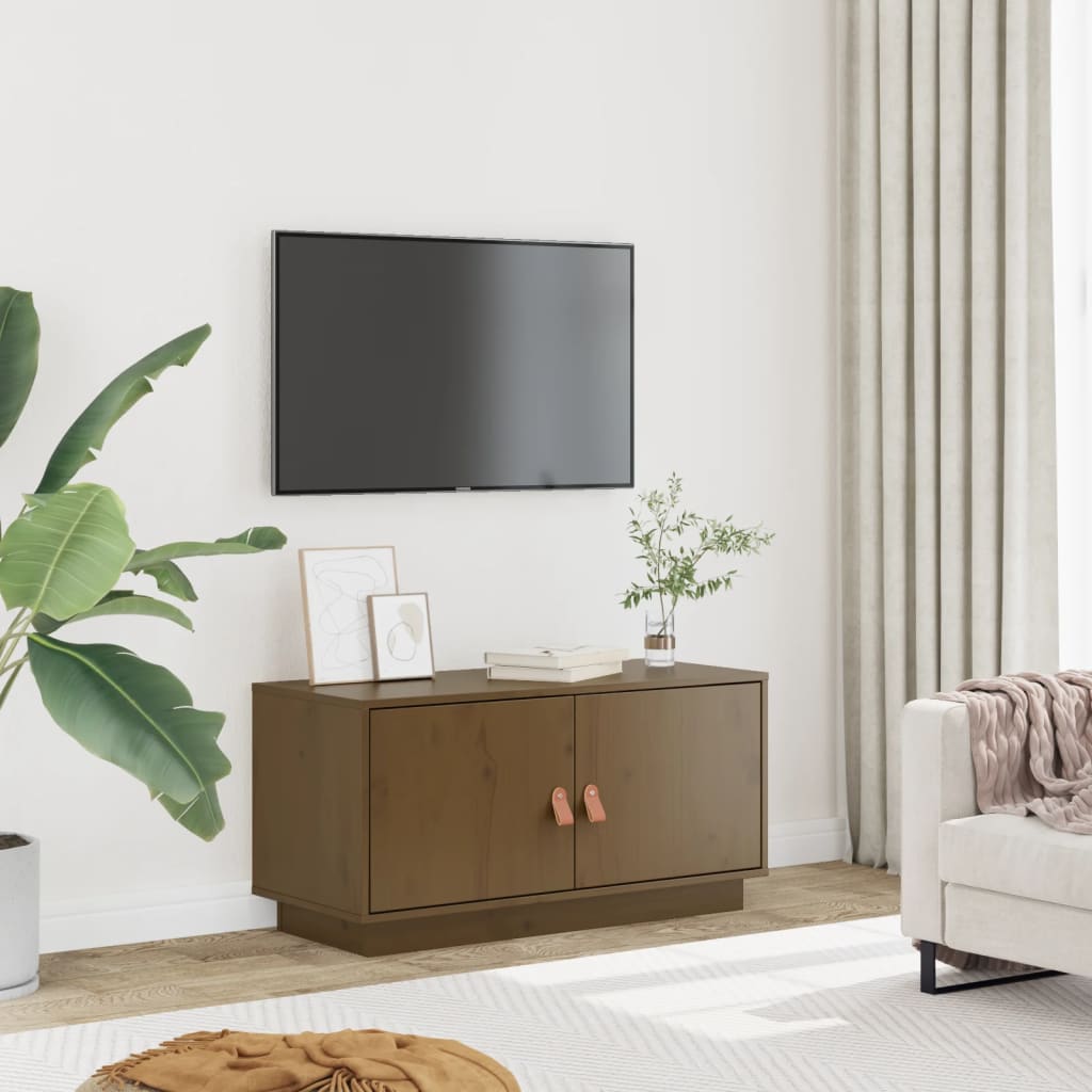 Tv Cabinet 80X34X40 Cm Solid Wood Pine