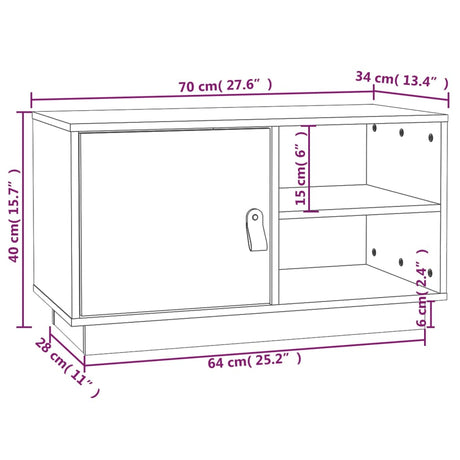 Tv Cabinet 70X34X40 Cm Solid Wood Pine