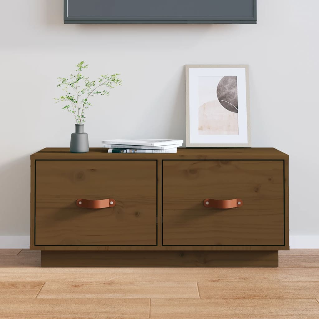 Tv Cabinet 80X34X35 Cm Solid Wood Pine