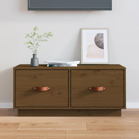 Tv Cabinet 80X34X35 Cm Solid Wood Pine