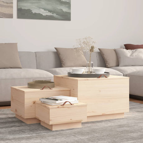 Storage Boxes With Lids 3 Pcs Solid Wood Pine