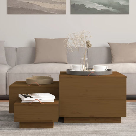 Storage Boxes With Lids 3 Pcs Solid Wood Pine