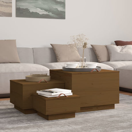 Storage Boxes With Lids 3 Pcs Solid Wood Pine