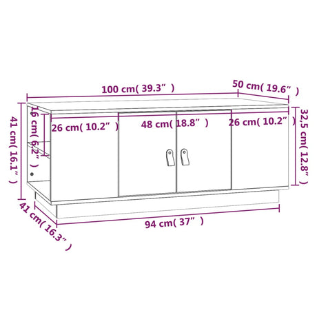 Coffee Table 100X50X41 Cm Solid Wood Pine