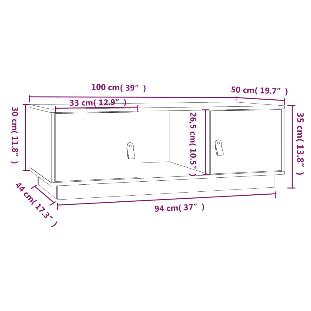 Coffee Table 100X50X35 Cm Solid Wood Pine