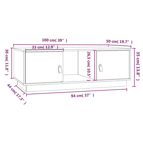 Coffee Table 100X50X35 Cm Solid Wood Pine